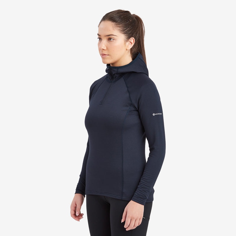 Montane Protium Lite Pull On Fleece Hoodie Dam Marinblå | KSIFTD085